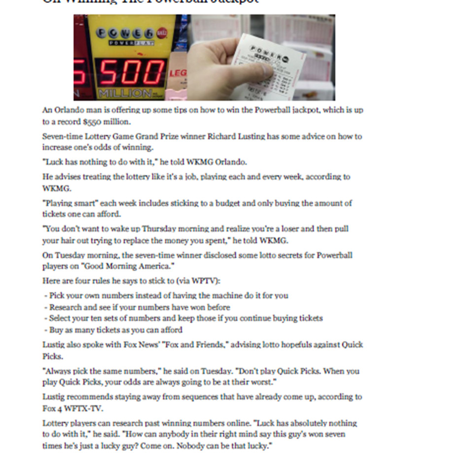 Seven-Time Lottery Winner Gives Secrets For Winning Powerball Jackpot