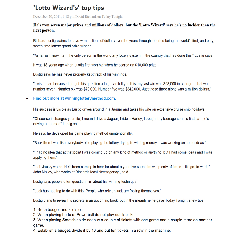 Lotto Wizard's Top Tips